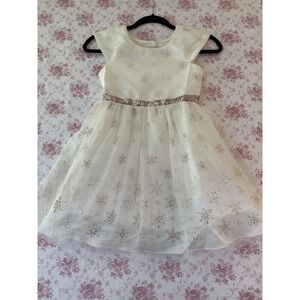 Jona Michelle Girls Snowflake Glitter Tulle Dress Size 7 Holiday Party